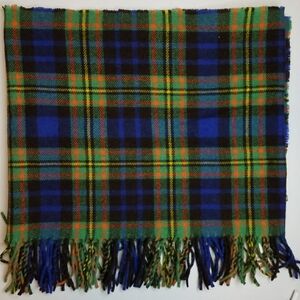 Plaid Tartan Wool Blend Scarf with Fringe Made In ITALY